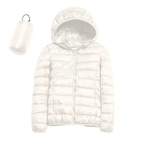 riou Chaqueta de Plumón Ligera para Mujer Invierno Chaqueta Acolchada Abrigo de Entretiempo con Puños Cálido Manga Larga Hoodie Chaqueta Deportiva con Capucha al Aire Libre