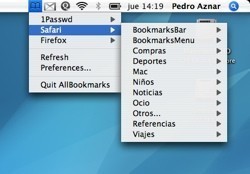 AllBookmarks: Todos los marcadores de Safari y Firefox juntos en la barra de menús