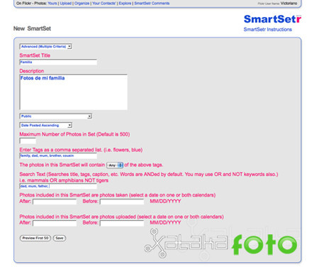 Sets inteligentes en Flickr con SmartSetr
