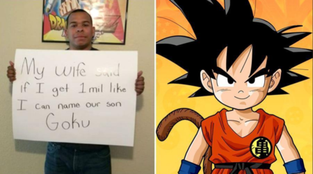 Decide llamar a su hijo Goku tras ganar una apuesta con su mujer realizada a través de Facebook