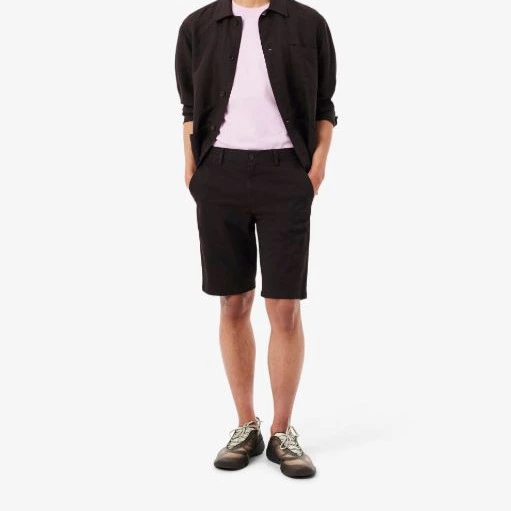 Pantalón corto de hombre chino de sarga elástica Marrón oscuro Lacoste

