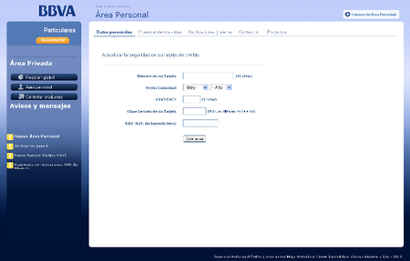 Phishing simulando una comunicación del BBVA
