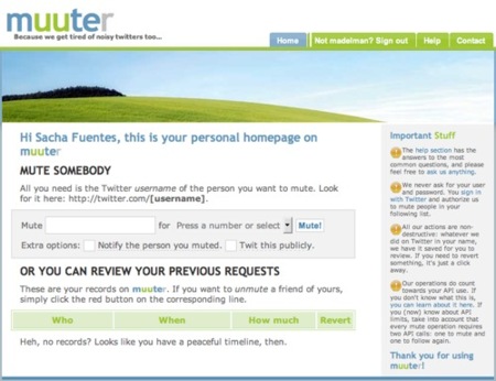 muuter bloquea temporalmente a contactos de Twitter