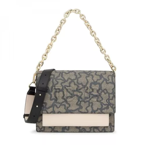 TOUS Bandolera Mediana Audree Chain Negra, Para Mujer, Medidas 20 x 25 x 12 cm, Colección Kaos Icon