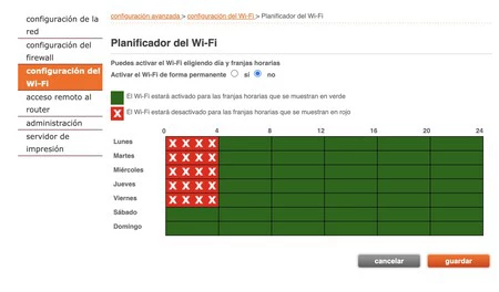 Programar apagado del WiFi