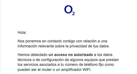 O2 顧客に送信される電子メール。