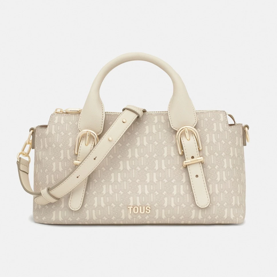 Bolso bowling mediano con cierre de cremallera y asa corta

