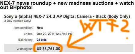Unidades de Sony NEX-7 subastándose en eBay a precio de oro