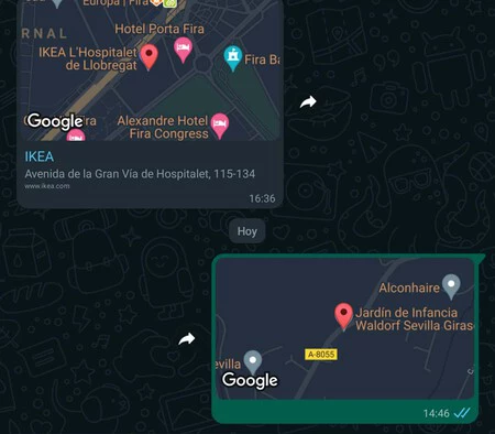 上は手動で選択した場所 (リンク付き)。以下、実際の場所(シミュレート)