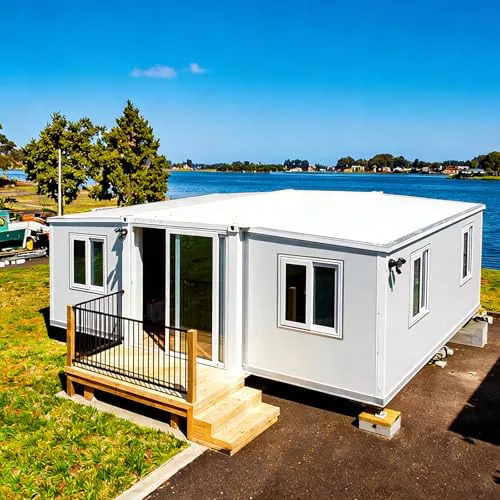 Moderna casa prefabricada, casa portátil con baño y cocina