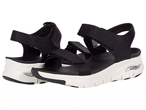 Skechers ARCH FIT TOURISTY, Sandalias para Mujer, Black Mesh, 40 EU
