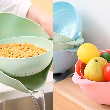 Con este accesorio escurriremos la pasta más cómodamente y sin dejar la encimera llena llena de agua