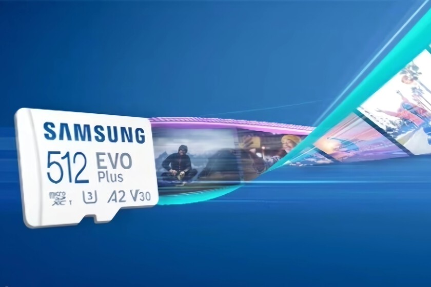 Tarjeta Micro SDXC - Samsung Evo Plus MB-MC512KA/EU, 512 GB, Clase 10, V30, UHS-I, Lectura 130 MB/s, Blanco