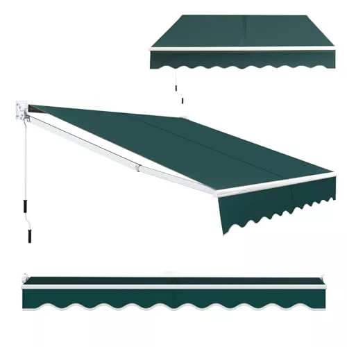 GOPLUS Toldo Retráctil Exterior Impermeable (Verde, 245 x 200 cm)