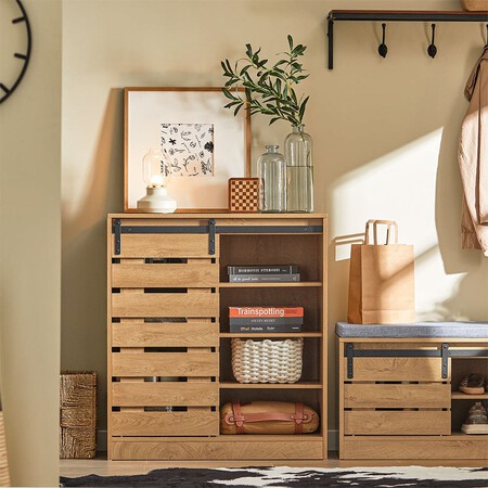 Aparador Con Puerta Corrediza De Granero Mdf Marron