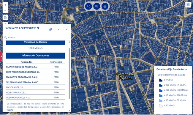 El mapa que siempre consulto para saber si hay cobertura de fibra y ...