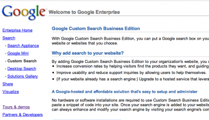 Google Custom Search Business Edition, o cómo Google quiere comerse la red empresarial