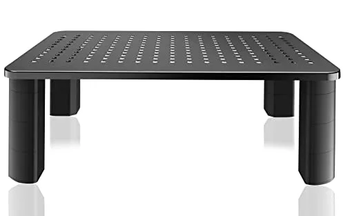 Pholiten Soporte para Monitor, Elevador Monitor de Metal (370 x 235mm), Altura Ajustable en 3 Niveles y con Diseño de Ventilación, hasta 20 kg, Soporte Pantalla Ordenador - MST008