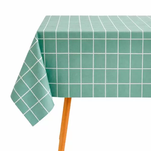 Madel Mantel Antimanchas Rectangular, Mantel Impermeable, Facil de Limpiar, Mantel Exterior Jardín, Mantel Mesa Interior (Azul, 137 x 152 cm)