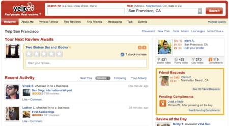 Yelp rediseña su portal web resaltando la actividad de nuestros amigos