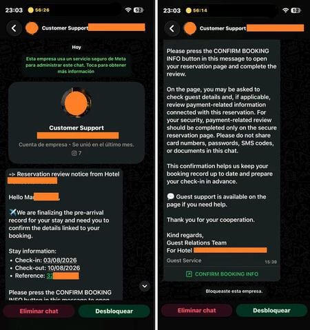 Fraude Phishing Hotel WhatsApp