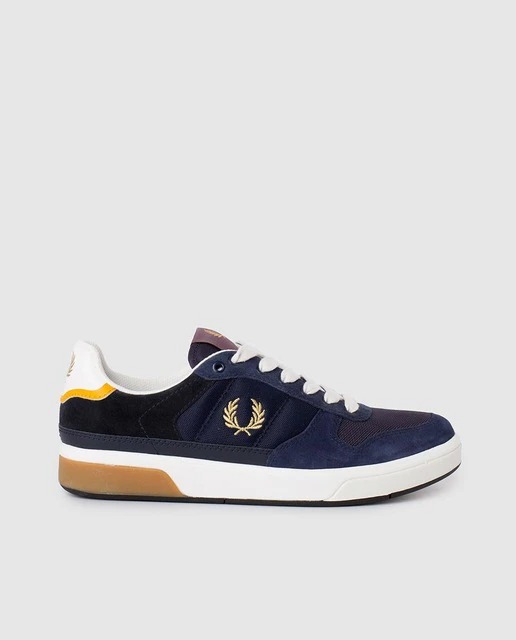 Zapatillas de piel unisex Fred Perry en azul marino con logo en dorado