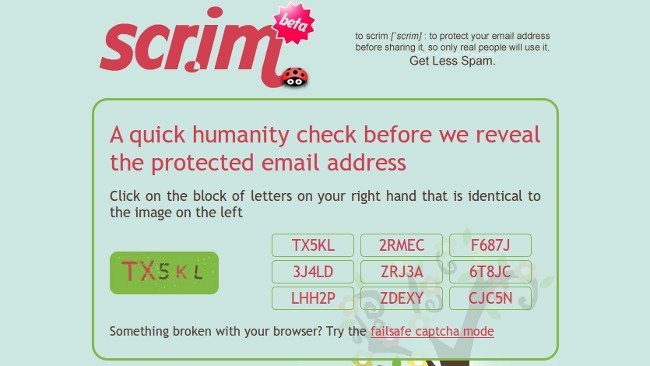 Scr.im: oculta tu dirección de correo tras una prueba de seguridad
