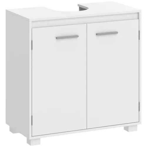 HOMCOM Mueble Bajo Lavabo Estante Ajustable 2 Puertas 60x30x60 cm Blanco