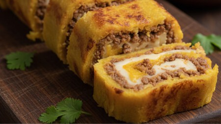 Enrollado de plátano con carne molida y queso: un platillo rápido, rendidor y lleno de sabor