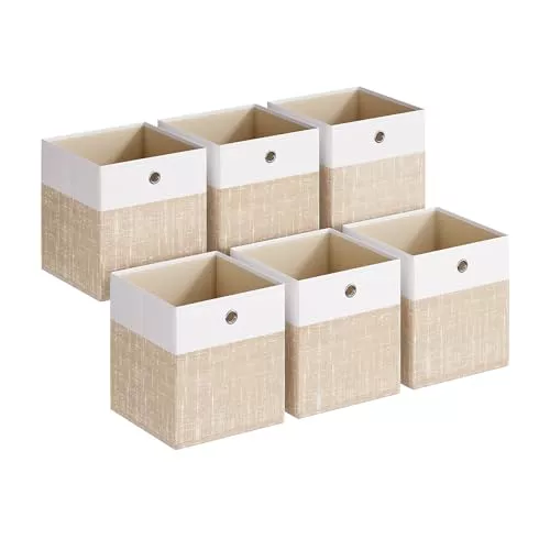 SONGMICS Cajas Almacenaje, Set de 6, Plegable, 30 x 30 x 30 cm