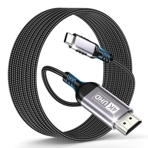 lalasis USB C HDMI Cable 1.8M,Cable HDMI a USB C 4K UHD Thunderbolt 3/4 Compatible Para i Phone 15 Pro/MAX,MacBook Pro/Air,iMac,iPad Pro/Air,Samsung Galaxy S23/S22/S10,Huawei P40 /P30,DELL XPS Gris