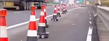 A solução da China para a segurança nas estradas: cones motorizados que andam sozinhos