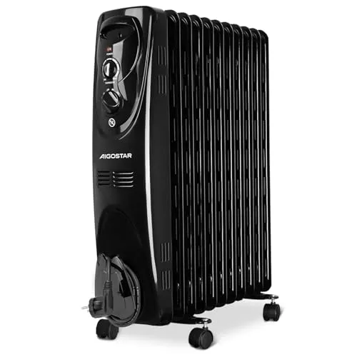 Aigostar Radiador Eléctrico de Aceite 11 Elementos, Silencioso, 2300W, Calentamiento Rápido, 3 Modos de Potencia y Termostato, para Estancias de 24 m², Tummie