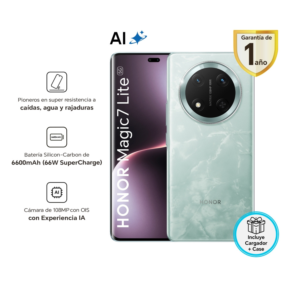 Honor Magic 7 Lite 5g 6,78 256gb 8gb Ram Cámara 108mpx - Jade Cyan