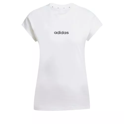 adidas Mujer Essentials Linear Cotton Shirt, White/Black, S