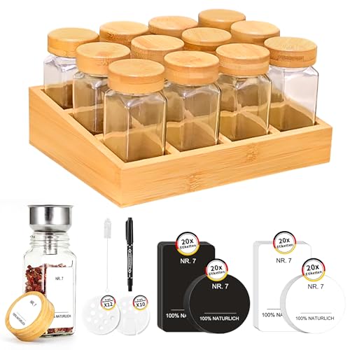 SAEIV Organizador de Especias con 12 Frascos
