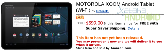 Motorola Xoom 32GB Wifi en Amazon.com