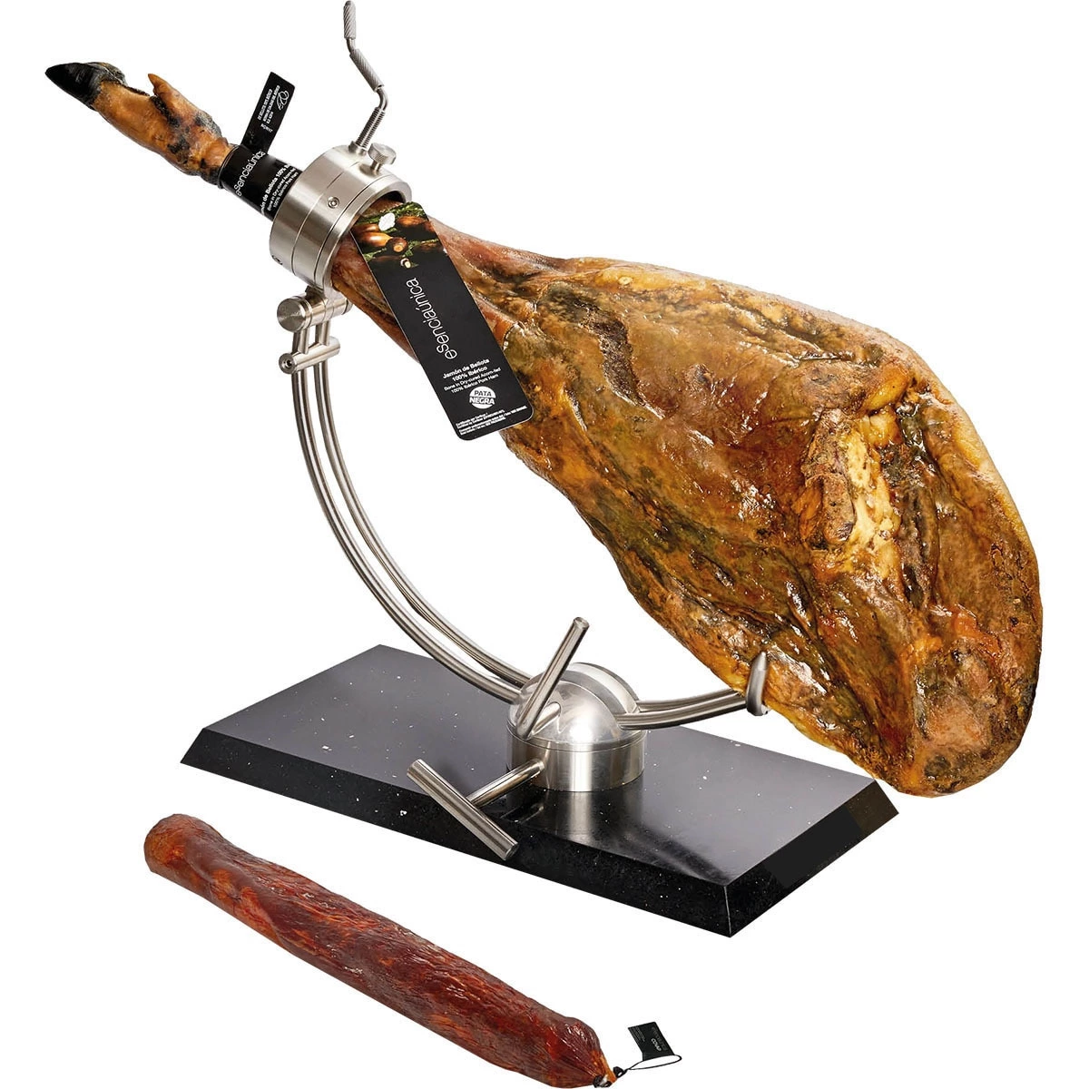 ESENCIAUNICA jamón de bellota 100% ibérico pieza 6,7 kg + caña de lomo de bellota 100% ibérico 1 kg peso aproximado