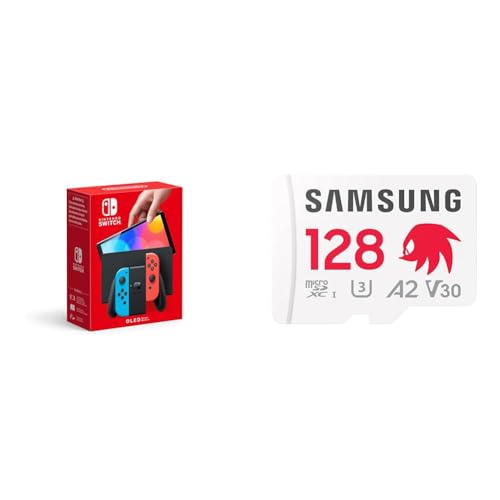 Nintendo Switch (versión OLED) Azul Neón/Rojo Neón + Sonic microSD 