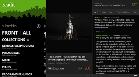 Readit, un buen cliente de Reddit para Windows Phone. La aplicación de la semana
