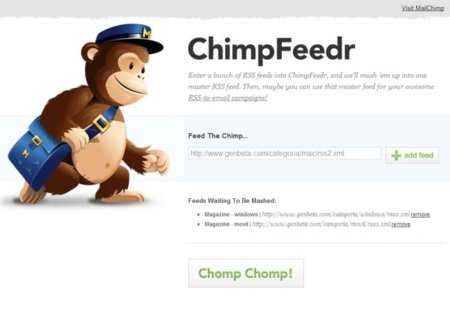 ChimpFeedr permite combinar varios feeds RSS en uno sólo
