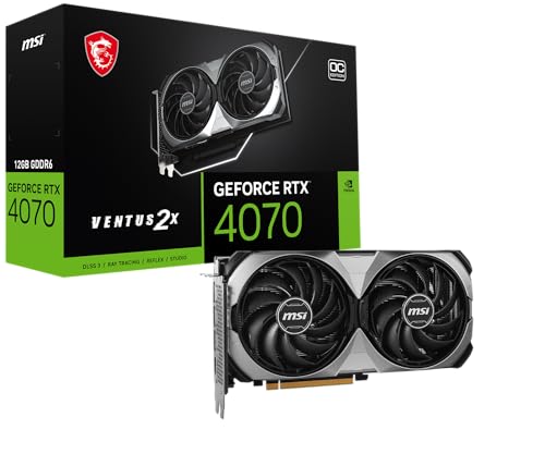 MSI GeForce RTX 4070 Ventus 2X E1 12G OC - Tarjeta gráfica RTX 4070 Ventus, 12GB GDDR6, 192-bit, PCI Express, DisplayPort x 3 (v1.4a)