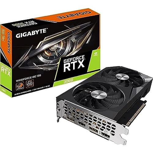 Gigabyte NVIDIA GeForce RTX 3060 WINDFORCE OC V2 Targeta gráfica - 12GB GDDR6, 192-bit, PCI-E 4.0, 1792MHz Core Clock, 2x DP 1.4, 2 x HDMI 2.1, NVIDIA Ampere - GV-N3060WF2OC-12GD