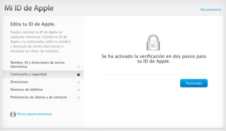 iCloud verificación en dos pasos