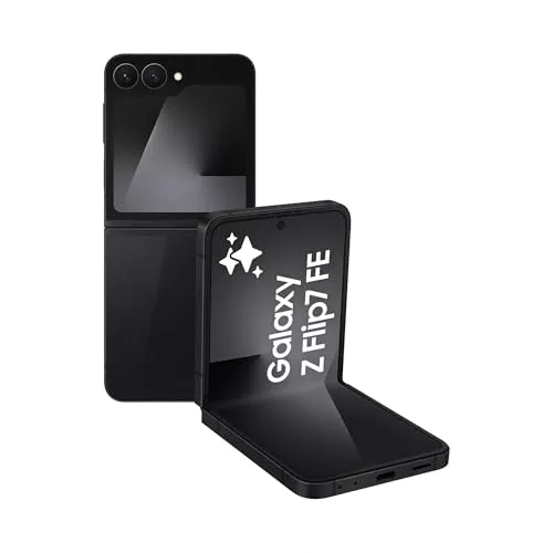 Samsung Galaxy Z Flip7 FE 128GB - Teléfono con IA, Diseño Plegable, Pantalla Frontal Amplia, Cámara 50MP, Memoria 8GB, Batería 4000 mAh, Garantía 3 Años + 1 año Extra, Negro (Versión Española)