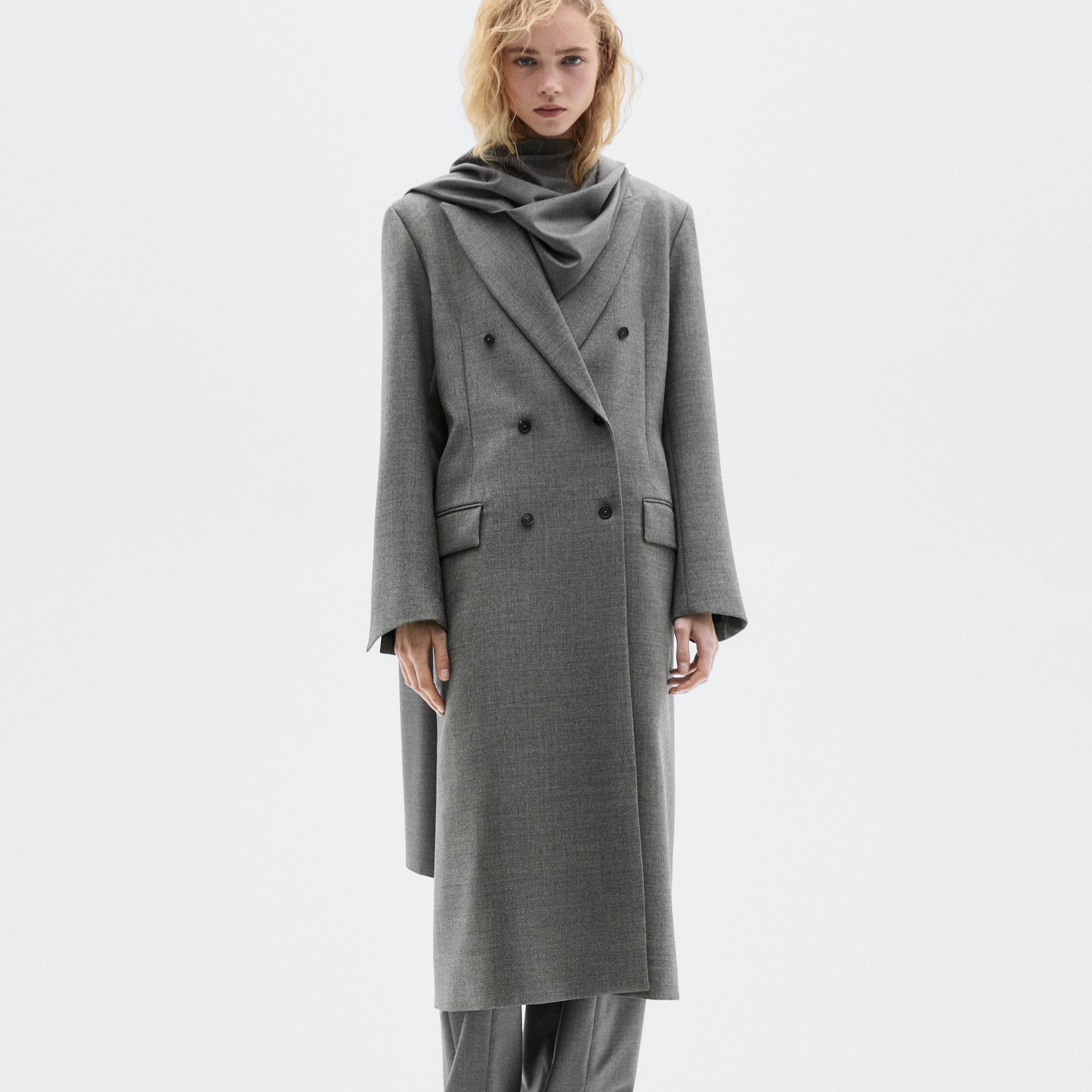 Abrigo largo solapa pico 100% lana - LIMITED