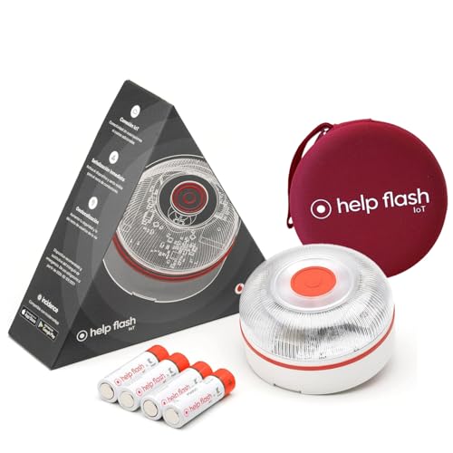 help flash IoT Luz de Emergencia V16 con Geolocalización + Funda de Neopreno Roja