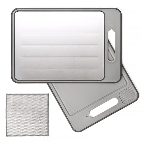 Tabla Cortar Cocina 4 en 1 Con Bayeta Aluminio Antiarañazos