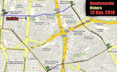 Manifestación motera el 13 de noviembre en Madrid