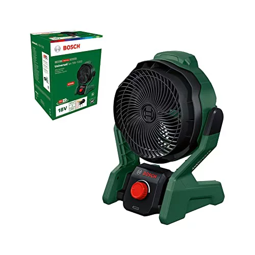 Bosch Ventilador portátil sin cable UniversalFan 18V-1000 (sin batería, sistema de 18 voltios, para bricolaje, camping y más, volumen de flujo de aire: 1000 m³/h, en caja)